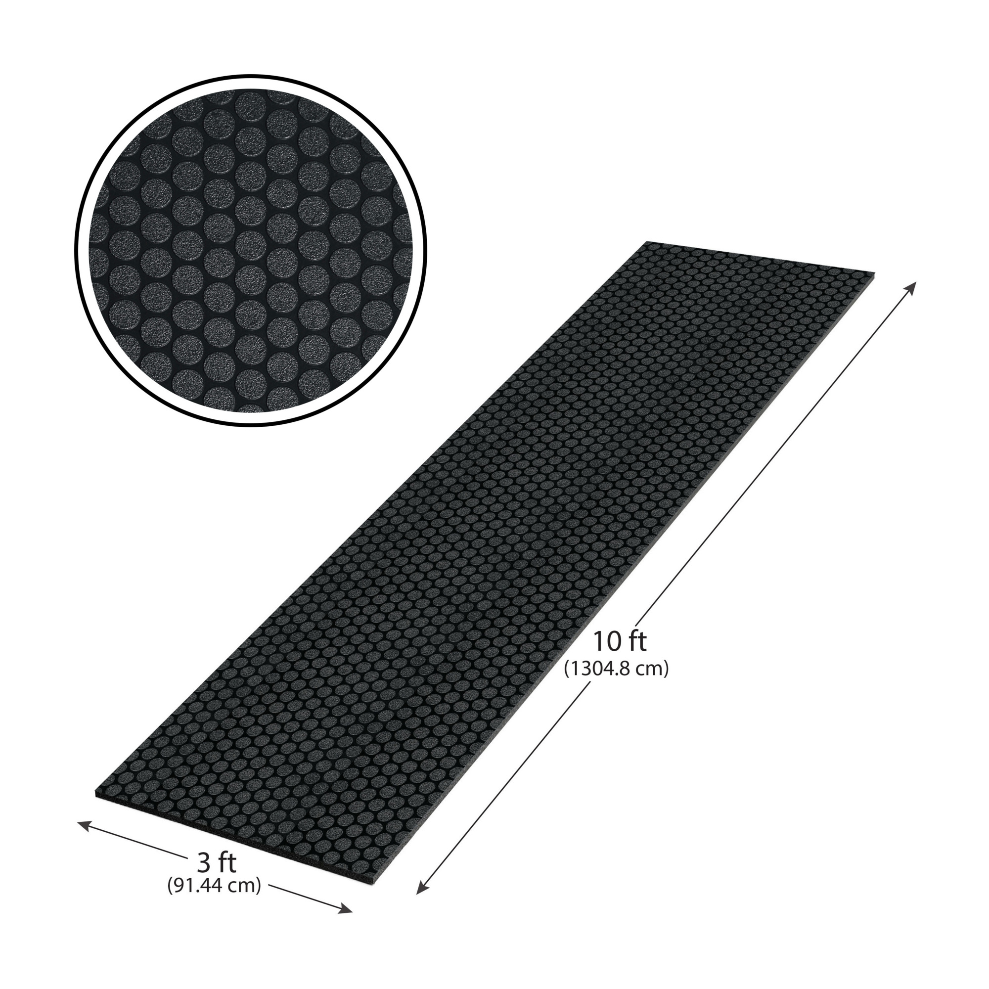 G-Floor Cushioned  Small Coin 3' x 10' - Midnight Black - Durable, Easy to Clean - AF58SC310MB